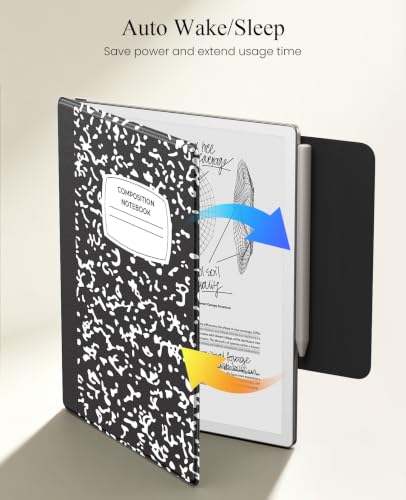 Image of MoKo Case for Remarkable Paper Pure 10.3 inch 2026 with Pen Holder, Note Black | Slim protective hard shell folio cover with secure pen holder, Auto Wake & Sleep