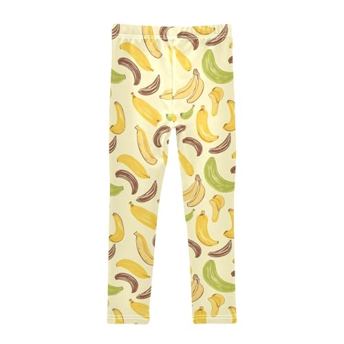 senya Girls Printed Leggings Yoga Pants Yellow Green Brown Banana Pattern for Kids in 4t to 10 Years, 4T2
