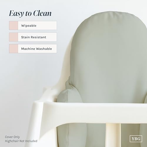 Image of Yeah Baby Goods Wipeable Cushion Cover (Sage) - Compatible with The IKEA Antilop Highchair - Soft, Waterproof Baby High Chair Cover