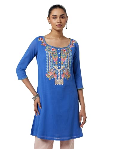Image of BIBA Women Cotton Straight Solid Kurta