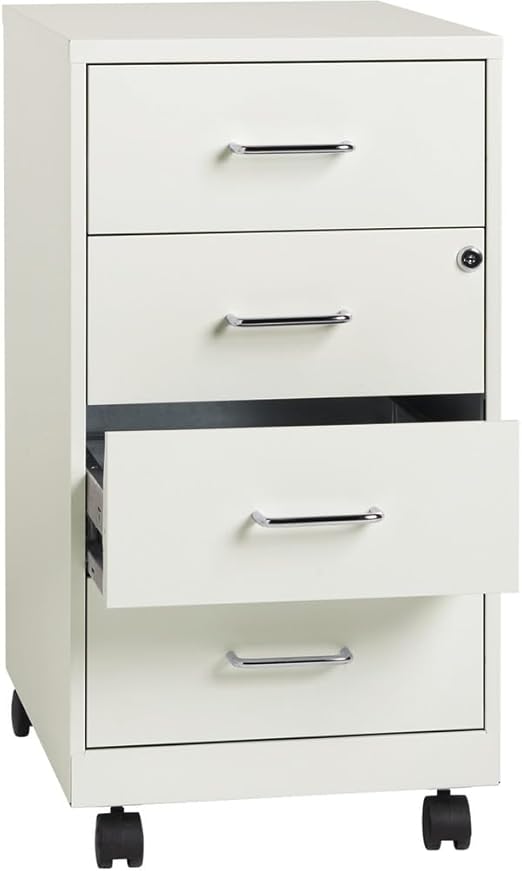LYS 26-1/2" Mobile Storage Cabinet - 4-Drawer, White