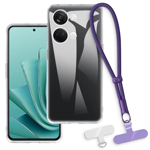 OAGELIM 2-in-1�ی�P�[�X�ƃ��X�g�X�g���b�v Oneplus Ace 2V PHP110 �Ƃ̌݊������� ���O���\�ȃ��j���[�h�t���d�b�J�o�[�A����~�ߕ����h�~�O���b�v�n���h�� (�N���A + �p�[�v��)