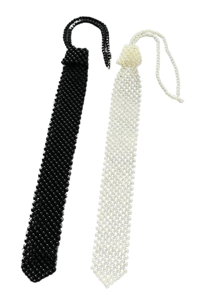 Stylish Pearl Tie Necklace for Women | Elegant Beaded Statement Accessory | Adjustable Chain Design | Perfect for Weddings, Parties & Formal Events | White Colour & Black Colour | 1 Piece-image-8