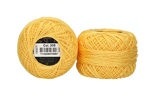 Anchor 4591008-00305 Embroidery Thread, 100% Cotton, Golden Yellow, Thickness 8, 82 m, Stärke 8, 82m