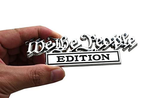 Image of We The People Edition Emblem Full Metal Badge Decal 3D Sticker Compatible with Universal Car, Truck, SUV, Boat, Vehicle Door Decoration (Chrome /Black)