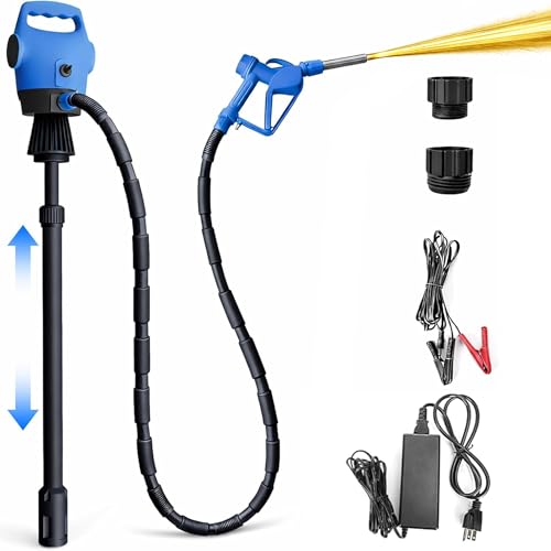 Electric Drum Pump with 120V AC/12V DC Power,DEF 55 Gallon Drum Pump with Built-in 2-Inch Bung Adapter, 5 GPM Flow Rate,Telescoping Suction Tube 34' to 49' Suitable for Diesel, DEF, Water, Antifreeze