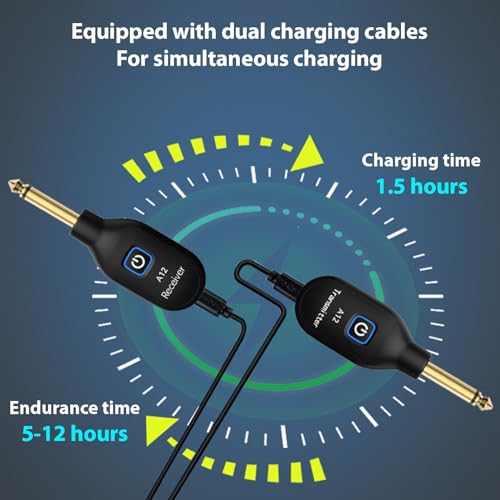 Sistema inalámbrico para guitarra 2.4G Recargable Transmisor y receptor portátil con cambio de modo dual Plug and Play para guitarra eléctrica/acústica, bajo y violines miniatura 4