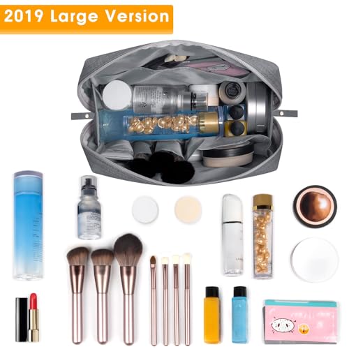 Narwey-Large-Makeup-Bag-Travel-Cosmetic-Bag-Organizer-Toiletry-Bag-Make-Up-Bags-Zipper-Pouch-for-Women-Large-Grey