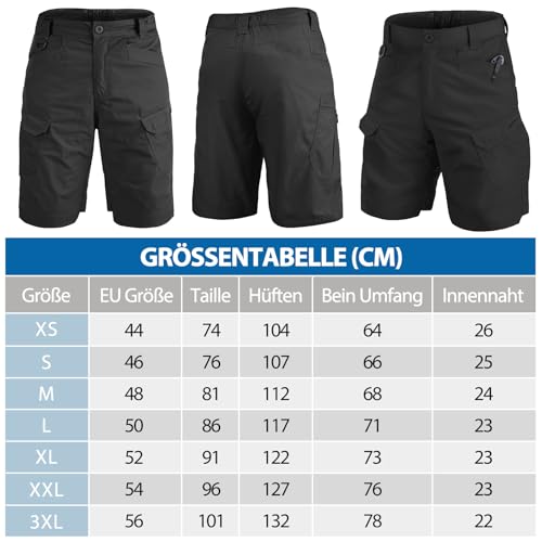 Jogwits Herren Hosen Kurze Sommer Shorts Cargo Hose leichte Schnelltrocken Outdoor Sporthose für Wandern mit Mehrfachtasche Taschen-6223-Black-M