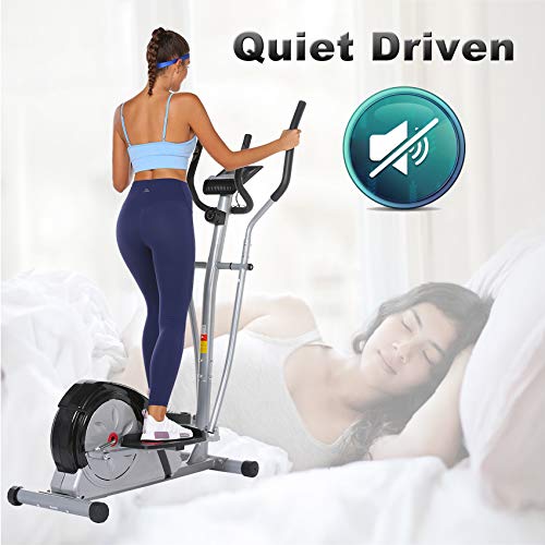 ncient Elliptical Machine Eliptical Exercise Machine for Home Use Elliptical Trainer Indoor Workout Fitness Machine Magnetic Smooth Quiet Driven Pulse Rate Grips (Grey) - Thumbnail 6