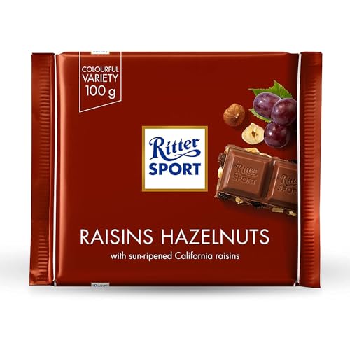Ritter Sport Raisins & Hazelnut Milk Chocolate 100 Grams | Imported Chocolate from Germany