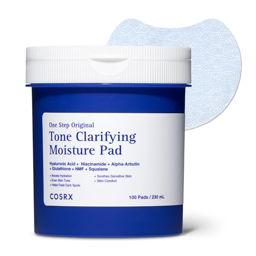 Image of COSRX OneStep Original Tone Clarifying Moisture Pad, 100 Pads, Daily Toning Pad for Skin Texture & Hydration & Evening Skin Tone with Arbutin, Glutathione & 12 Hyaluronic Acids, Korean Skin Care