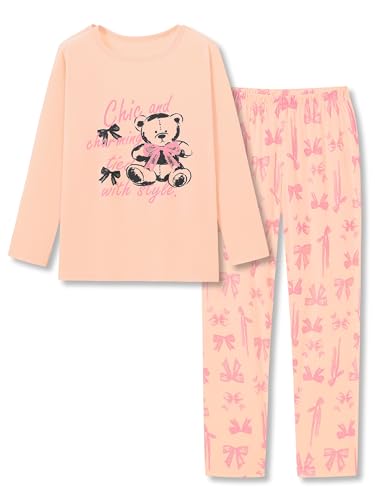 Beezizac Pajamas for Girls 100% Polyester Tie dye Sleepover Long Sleeve PJ Set Size 6-18