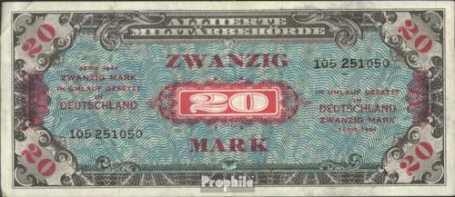 Billete de 20 marcos 1944 de ocupación aliada URSS para coleccionistas con 9 dígitos