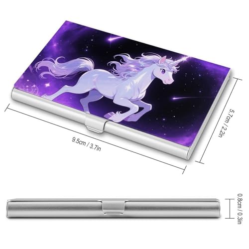 Silver Horse Business Card Holder Slim - Metal Aluminum Alloy Credit Card Holder Case, Professional Flip Cover Business Cards Organizer Wallet for Men & Women (Buckle Style)2