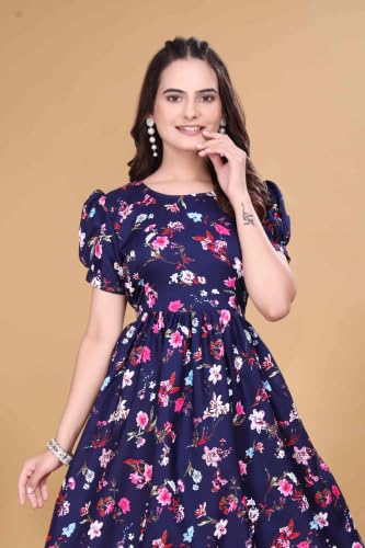 Image of Women's Crepe Floral Print Flared Midi Dress