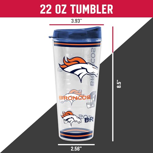 Image of Rico Industries NFL Football Denver Broncos Double Wall 22 Oz Tritan Tumbler