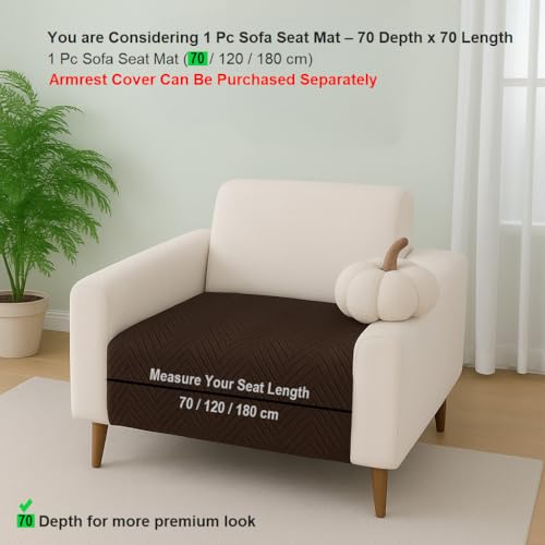 Image of Amazon Basics - Velvet Quilted Make Your Own Sofa Cover |1 Seater | Multi-Layered Fabric |70cm x 70cm | 350 GSM | Color - Brown