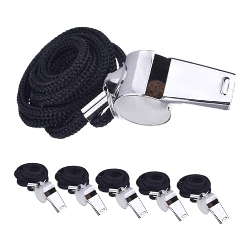 Silbatos de acero inoxidable para árbitro 6 pzas con cordón miniatura 1