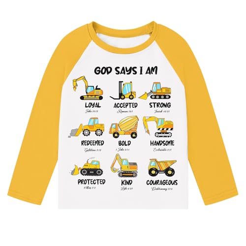 Image of Boy Construction Raglan Long Sleeve Bible Verse Print T-Shirt 4-5T
