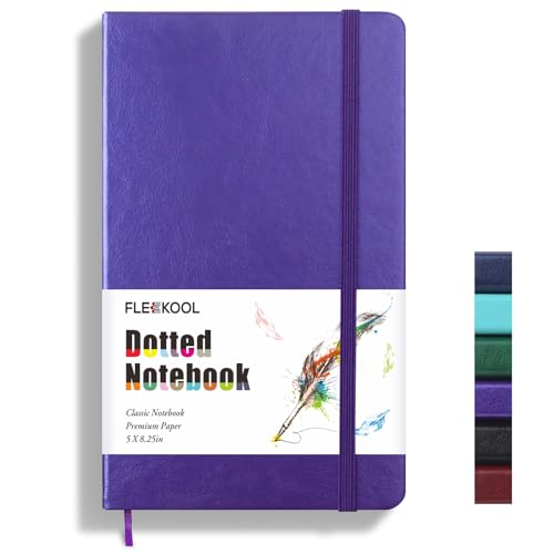 Cuaderno de notas FLEEKOOL con papel de 100g que evita el traspaso de tinta en tapa dura morada