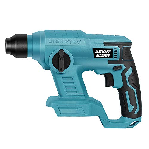 Bsioff Martillo perforador de 18 v/Martillo martillo inalámbrico compatible con batería makita de 18v (Diámetro de perforación: 20 mm, frecuencia de impacto: 0-3800 rpm,Azul/sin batería?
