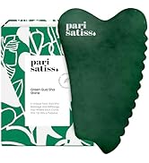 Pari Satiss Nephrite Jade Gua sha Facial Tool, Hand-Carved Premium Guasha Stone, Jawline Shaper f...