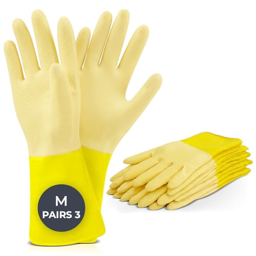 Image of RAP Gold Gloves Medium - 3 Pairs, Yellow Washing Up Gloves, Non-Slip Grip