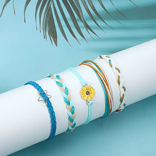 Lolias 24 Pieces Waterproof String Bracelets For Women Surfer Wave Boho Bracelet Adjustable Handmade Friendship Bracelet String Ocean Beach Boho Bracelets Anklets For Women Ocean #TOP5
