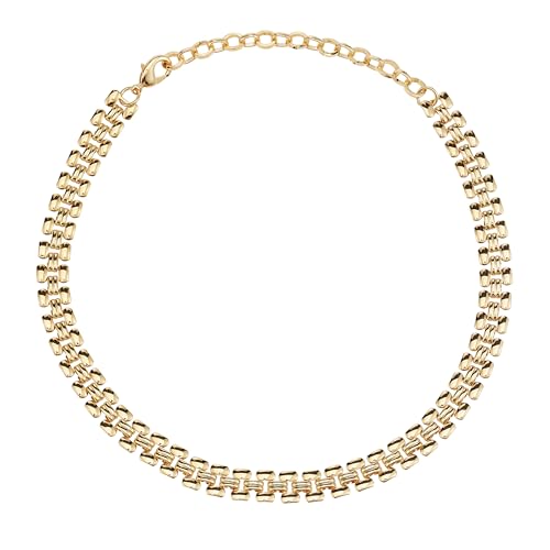 10mm Choker Necklaces for Women 18k Gold Plated Copper Cuban Link Chain Gold Choker Necklace Italian Jewelry Gifts for Wife,16 Inch