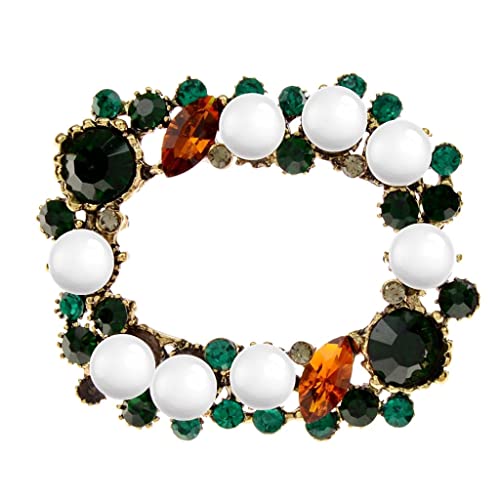 Broches du cercle de perles strass épingle géométrique vintage femmes