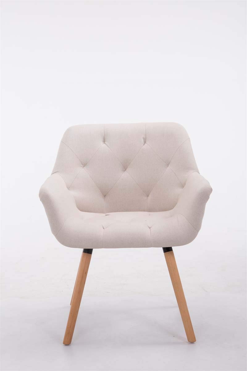 CLP Chaise De Salle A Manger Cassidy I Revêtement Tissu I Pieds en Bois Chaise Design Scandinave avec Dossier et Accoudoir - Charge Max.150 kg I, Couleur:Beige, Couleur du Cadre:Natura