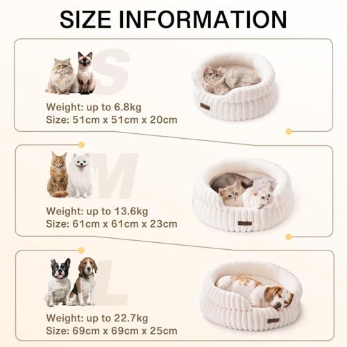 EDAGNY Cat Beds for Indoor Cats, Cat Bed Washable Kitten Bed Donut, Anti-anxiety Fluffy Calming Pet Bed for Puppy and Cat Sofa with Non-Slip Bottom (white, 51cm x 51cm x 20cm) - Image 5