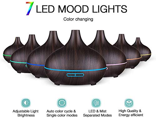 Cool Mist Humidifiers - Essential Oil Diffusers With 7 Lighting Options - Auto Shut Off Humidifiers For Bedroom, Home & Office #TOP1
