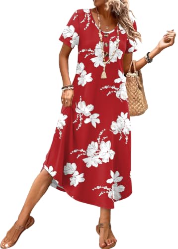 OFEEFAN Summer Dresses for Women 2026 Casual Midi Dresses Beach Vacation Outfits Tshirt Dress with Pockets Resort Wear - Image 4