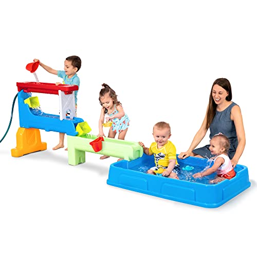 Image of Simplay3 Raindrop Falls Water Table and Splash Kiddie Pool for Toddlers and Kids, 9 Water Play Table Accessories