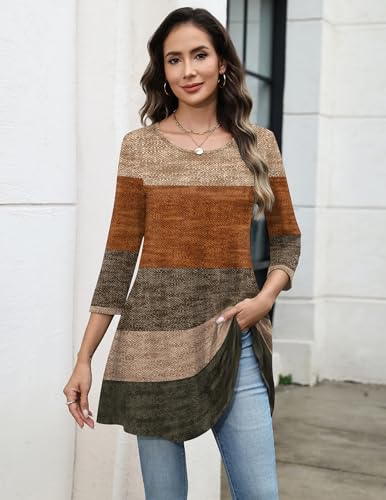 Image of Zeagoo Women Tops 3 /4 Sleeve Dressy Casual Plus Size Tunics Loose Blouses