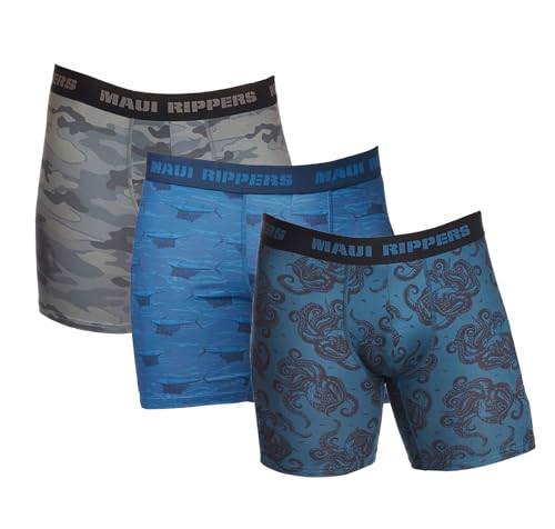 Maui Rippers Men's Stretch Boxer Briefs Everyday and Active Fit Underwear