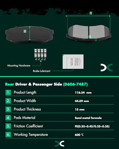 Image of SCITOO D410 D606 Front & Rear Semi-Metal Brake Pad Sets 1996-1997 For Lexus For LX450,1993-1997 For Toyota For Land Cruiser