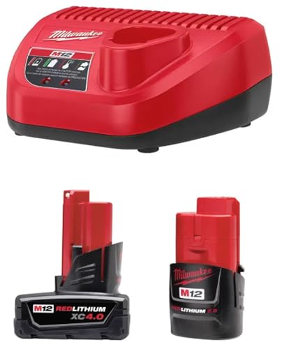 Milwaukee M12 12-Volt Lithium-Ion 4.0 Ah and 2.0 Ah Battery Packs and Charger Starter Kit