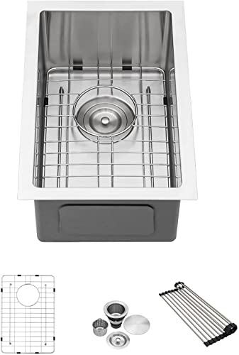 Lofeyo Barspüle aus Edelstahl, 30,5 cm breit, Unterbau, Nassbar, Vorbereitungsspüle, Edelstahl, 16 Gauge, runde Ecke, einzelne Schüssel, Unterbau, Küchenspüle, Waschbecken Cover