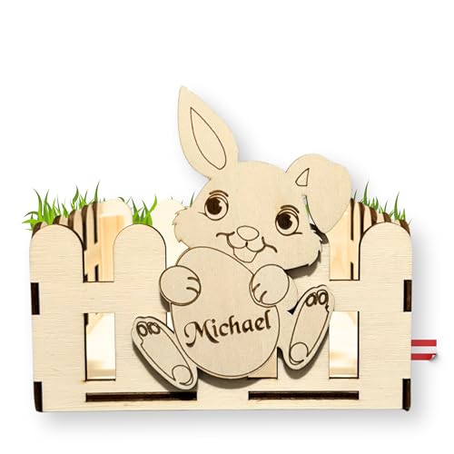 KF-Holz Osternest Kinder mit gratis Namensgravur zum befüllen, Osterkörbchen, Osterdeko, Osterkorb personalisiert (Osterkorb)