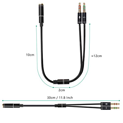 Nanyi 3.5Mm 4 Pin Female To 2X3.5Mm 3 Pin Male Headphone Converter Head Audio Splitter Y Adapter Cable, 0.3M 1Ft (Black) #TOP6