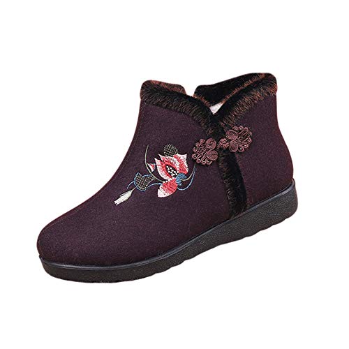 Chaussures en coton pour femmes âgées MNSSRN-MM avec laine épaisse et semelle souple pour l'hiver