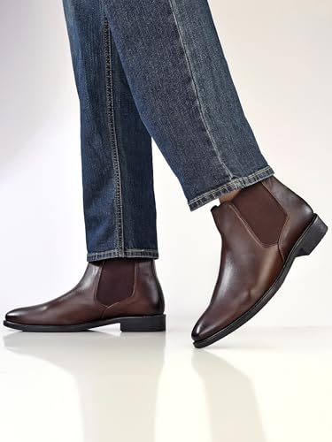 Image of AFROJACK Men's Genuine Leather Chelsea Boots | Stylish & Comfortable Ankle Boots (rd9938)