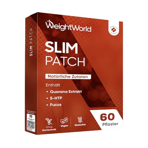 Slim Patch - 60 Pflaster für 2 Monate - Alle natürlichen Zutaten - Enthält Guarana Extrakt, 5-HTP & Fucus - Veganes - 1 Pflaster pro 24 Stunden - WeightWorld