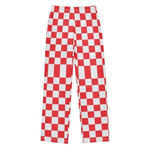 Red White Checkerboard Pajama Pants Long Sleep Pant Soft PJ Bottoms Sleepwear