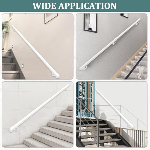 Rampes d'escalier en fer forgé contre les chutes : main courante blanche réglable