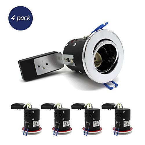 4 X Sanlumia LED Fire Rated Downlight Can GU10 Recessed Ceiling Twist & Lock Interchangeable Tilted Downlight IP20 Chrome