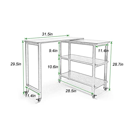 Sogesfurniture 360°Rotatable Sofa Side Table, 31.5” Mobile End Table With 2 Tier Storage Shelves, L Shape Laptop Desk With 6 Universal Casters Snack Table For Living Room, Home Office, Black Walnut #TOP2